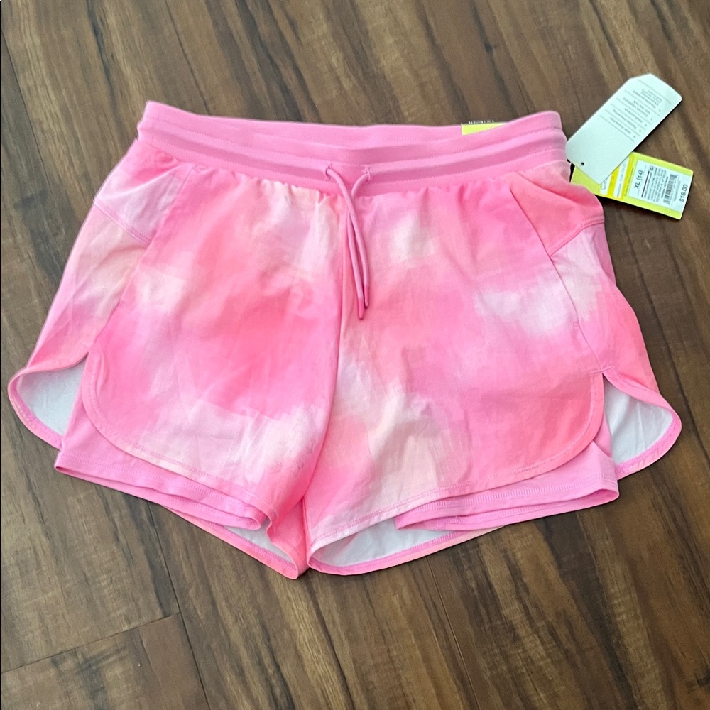 New All in Motion Pink Tie-Dye Athletic Shorts